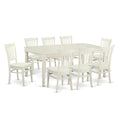 East West Furniture DOGR9-LWH-W 9 Piece Kitchen Table Set Includes a Rectangle Dining Table with Butterfly Leaf and 8 Dining Room Chairs, 42x78 Inch, Linen White