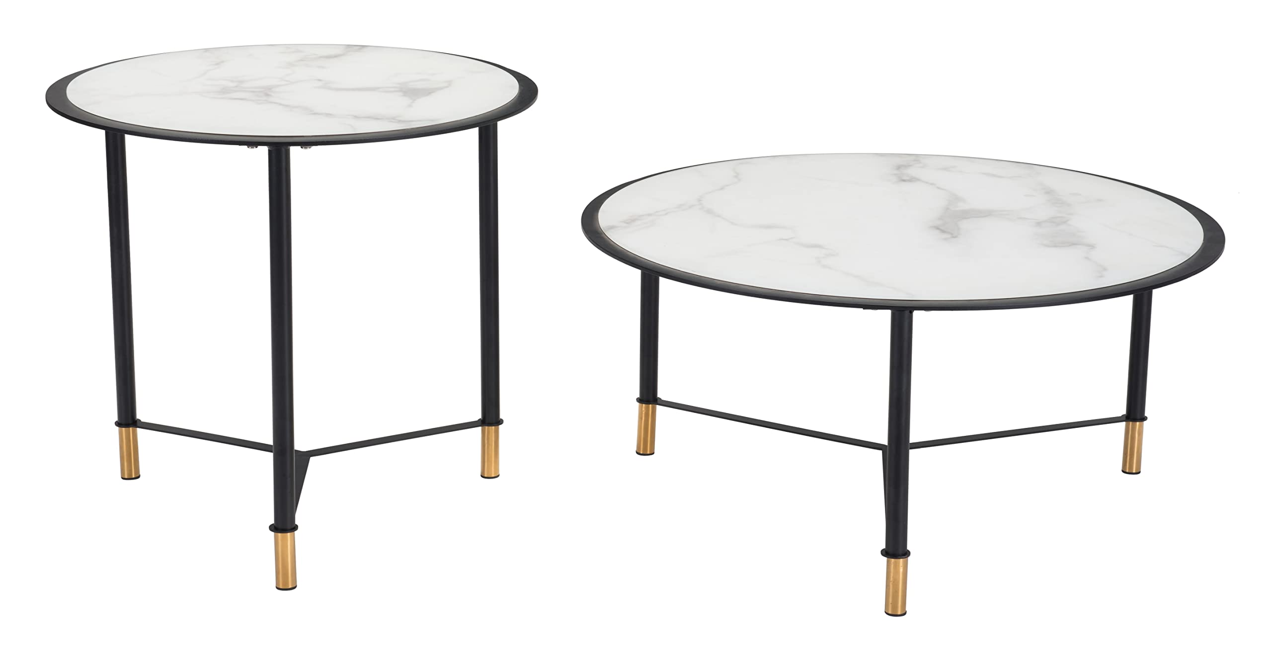 Zuo Set of 2 Davis Coffee Tables Black & White