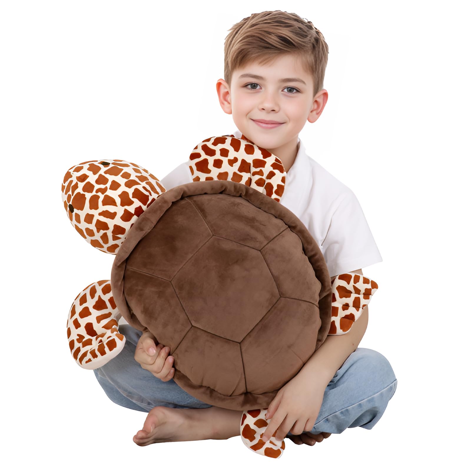 Dalmao 20 Inch Sea Turtle Stuffed Animals, Giant Brown Ocean Turtles Plush, Big Turtle Body Pillow Plushies Toys, Gifts For Boys