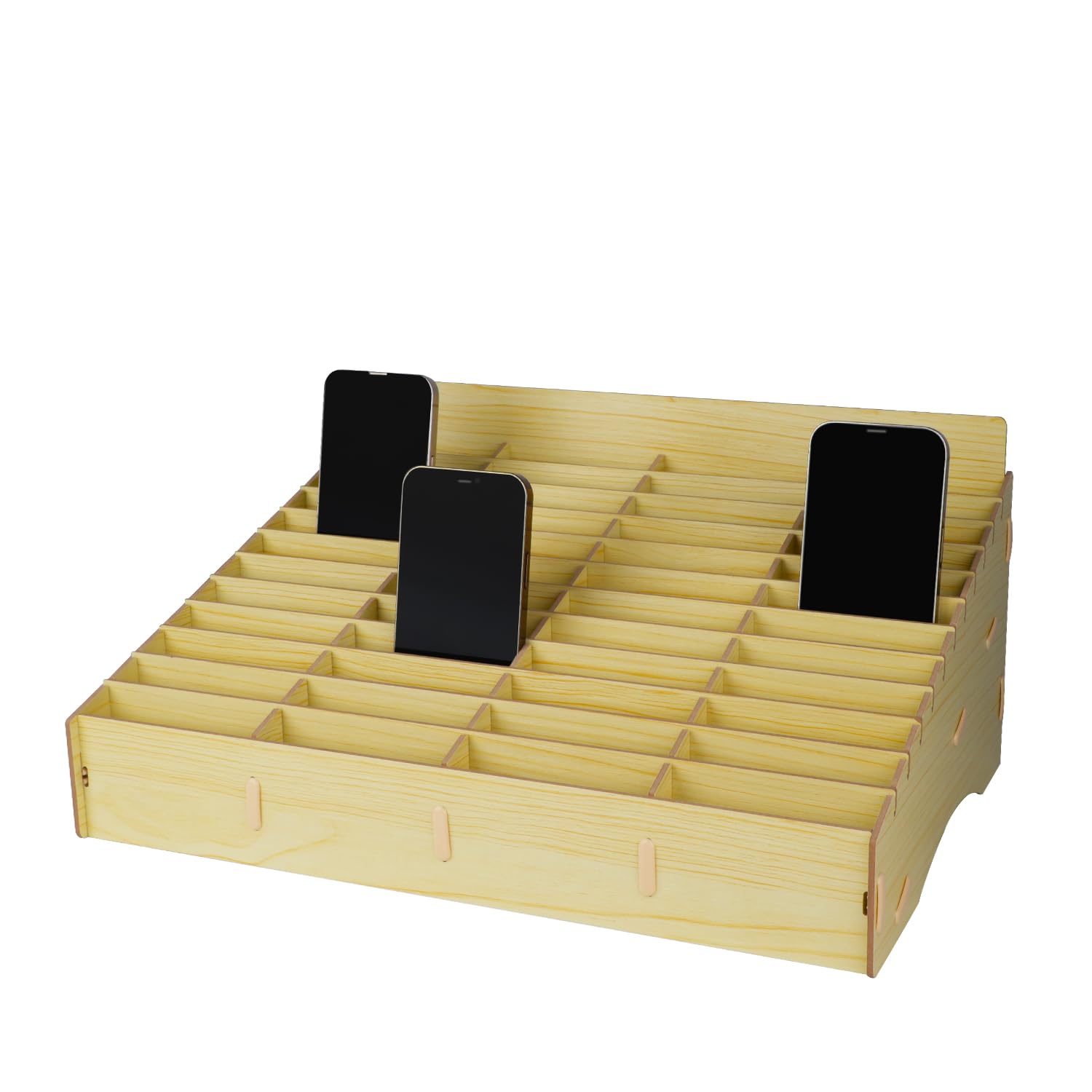 Hengtianmei 48 Grid Wooden Desktop Storage Box Mobile Phone Management Storage Box Creative Desktop Office Meeting Finishing Gri