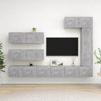 vidaXL TV Cabinet Set 7 Piece Living Room Bedroom Furniture HiFi Stereo Cabinet TV Stand Media Unit Entertainment Center Engineered Wood Concrete Gray