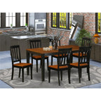 East West Furniture NIAN7-BCH-W 7 Piece Dining Set Consist of a Rectangle Dining Room Table with Butterfly Leaf and 6 Wood Seat Chairs, 36x66 Inch, Black & Cherry