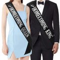Homecoming King and Homecoming Queen Sashes - Homecoming Party Prom Sashes School Party Accessories, Black with Silver Print