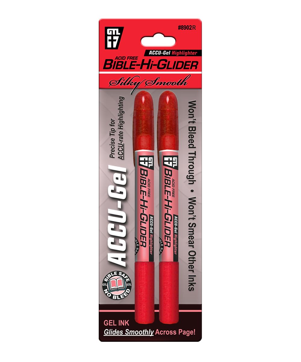 G.T. Luscombe Company, Inc. Accu-Gel Bible Highlighter, Bible Study, No Bleed Solid Gel, No Smearing Or Fading, Long Lasting, Br