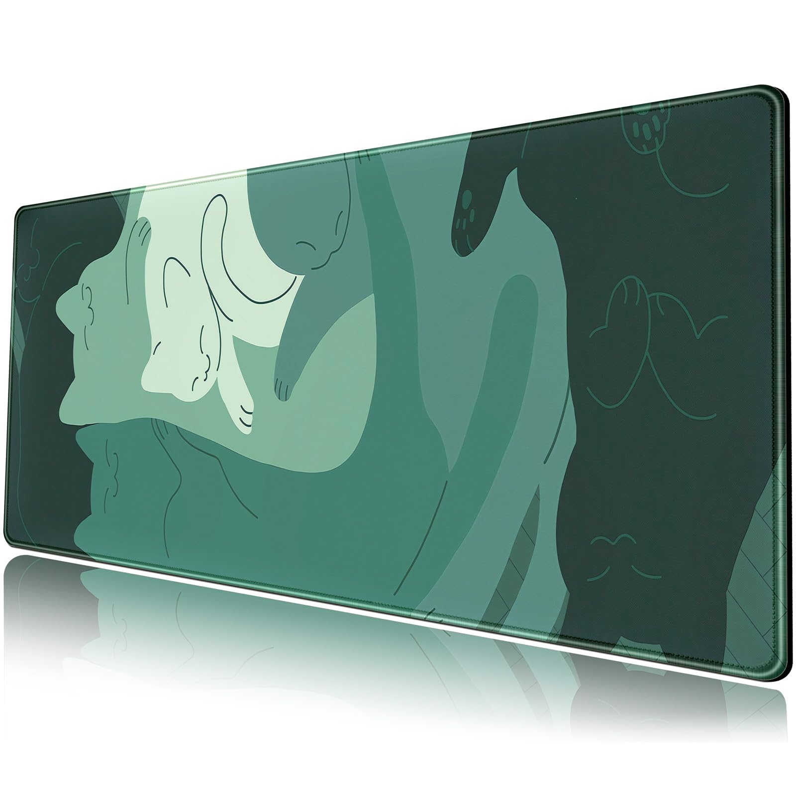Cute Green Cat Desk Mat Extended Mouse Pad Large Gaming Mousepad Xl Long Desk Pad Minimalist Laptop Keyboard Pad Deskmat Deskpad