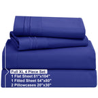 Nestl Full Xl Sheets Sets - 4 Piece Full Xl Size Sheets, Double Brushed Royal Blue Sheets, Hotel Luxury Full Xl Sheet Set, Extra Soft Bedding Sheets & Pillowcases
