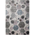 Napa Elio High/ Low Chenille And Viscose Gray/ Blue/ Multi Geometric Area Rug