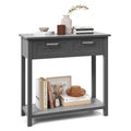 Goflame Console Table With Storage, Wooden Small Entryway Table With 2 Drawers, Open Storage Shelf, Rubber Wood Legs, Modern Entry Table, Narrow Sofa Table For Living Room, Hallway, Entrance (Black)