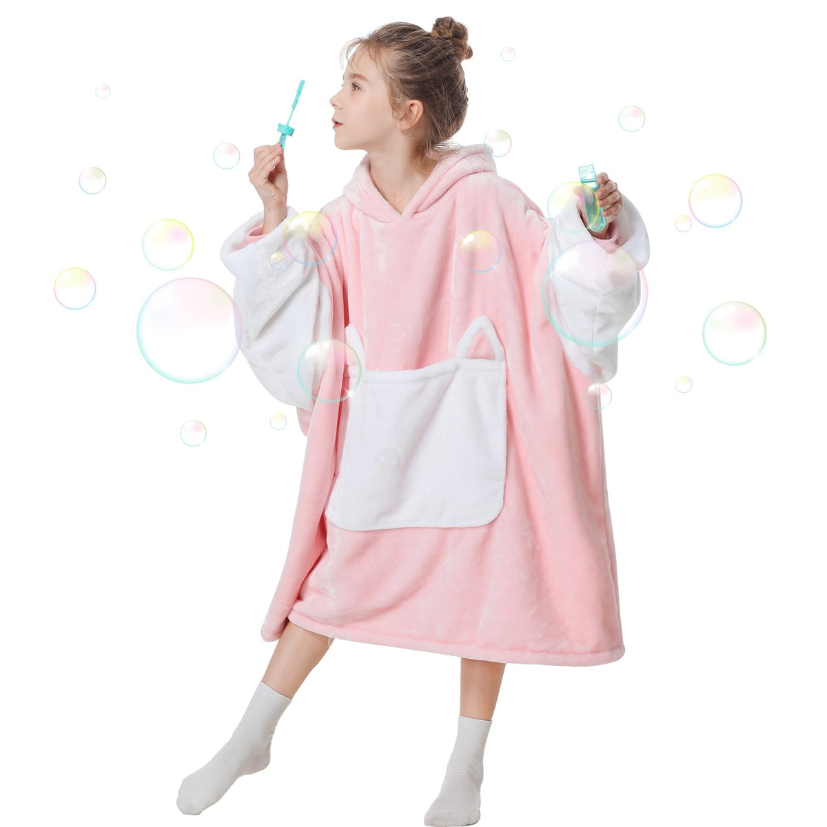 Aemilas Wearable Blanket Hoodie Kids - Oversized Blanket Hoodie Flannel Sweatshirt For 6-12Yr Girl Boy Birthday Gifts, One Size