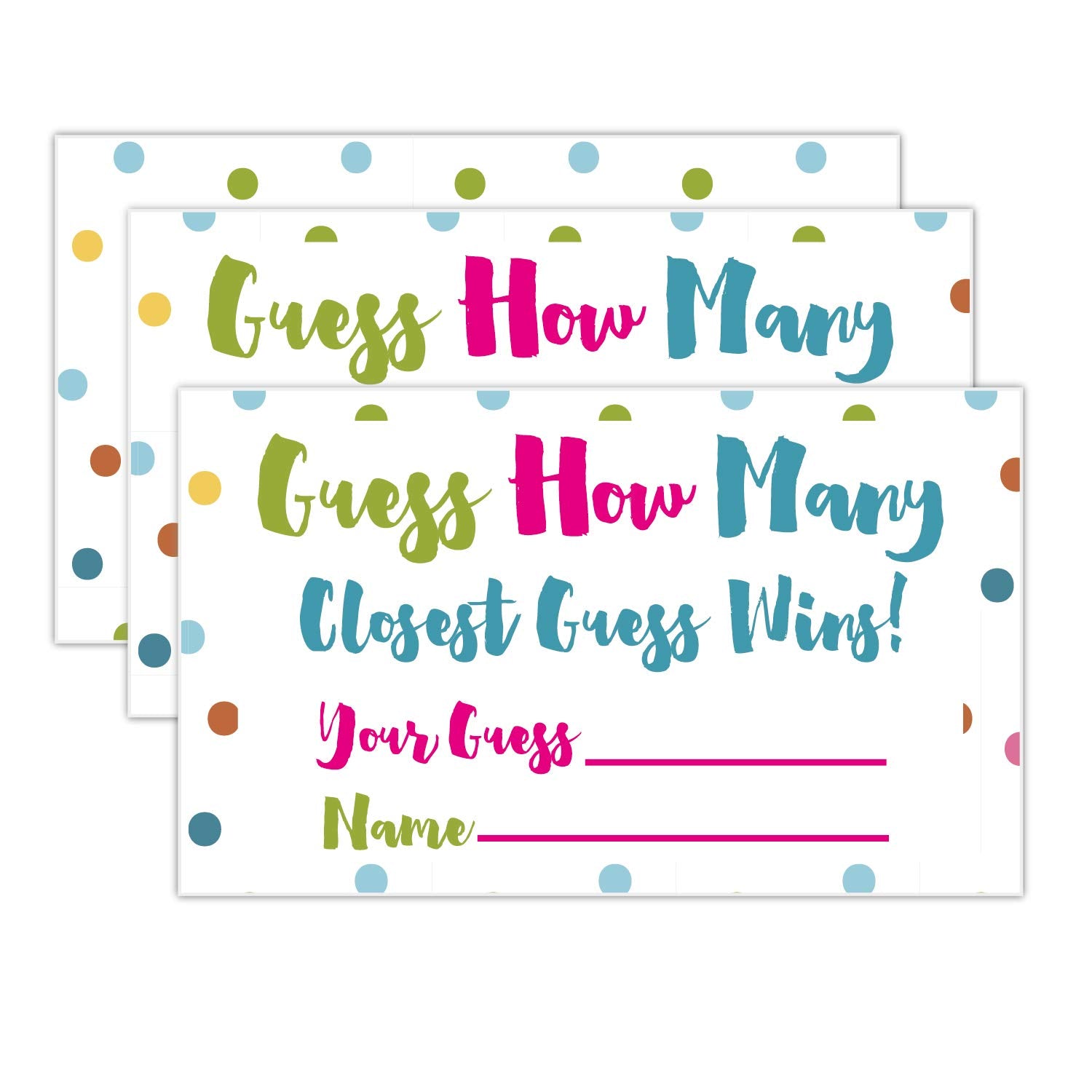 Candy Guessing Game Cards,50-Pack,Games Activities and Decorations.