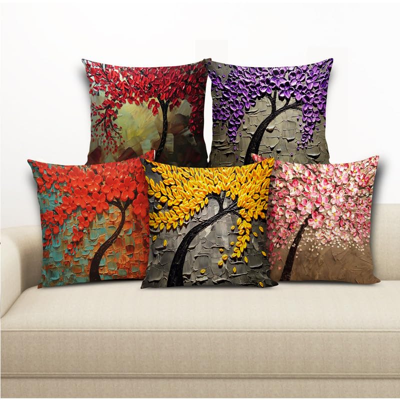 Bmrgifts Soft Fabric Designer Decorative Printed Cushion Cover Decorations For Sofa Living Room Set Of 5 16 X 16 Inch Multi (Mul