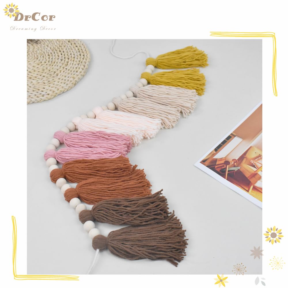 Drcor Boho Sun Yarn Tassel Garland Bunting Banner For Classroom Back To School Office Nursery Party Kids Bedroom Baby Shower Dec