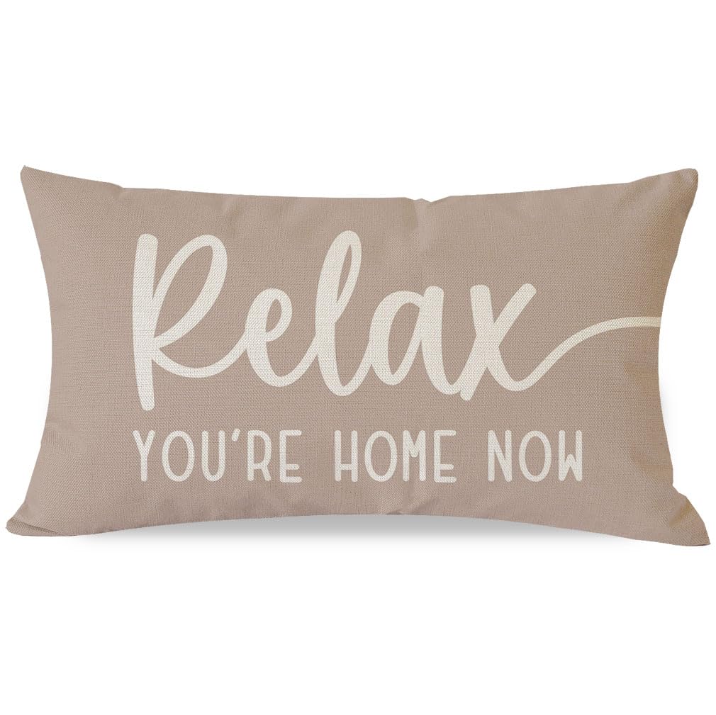 Pandicorn Decorative Throw Pillow Covers 12X20 Inch Relax Home Beige Outdoor Farmhouse Lumbar Pillow Decorative Throw Pillows Ca