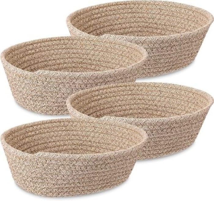 Mansa 4 Pcs Small Storage Cotton Rope Woven Baskets for Gifts Empty Boho Storage Baskets Gift Cute Baby Basket for Nursery Baske
