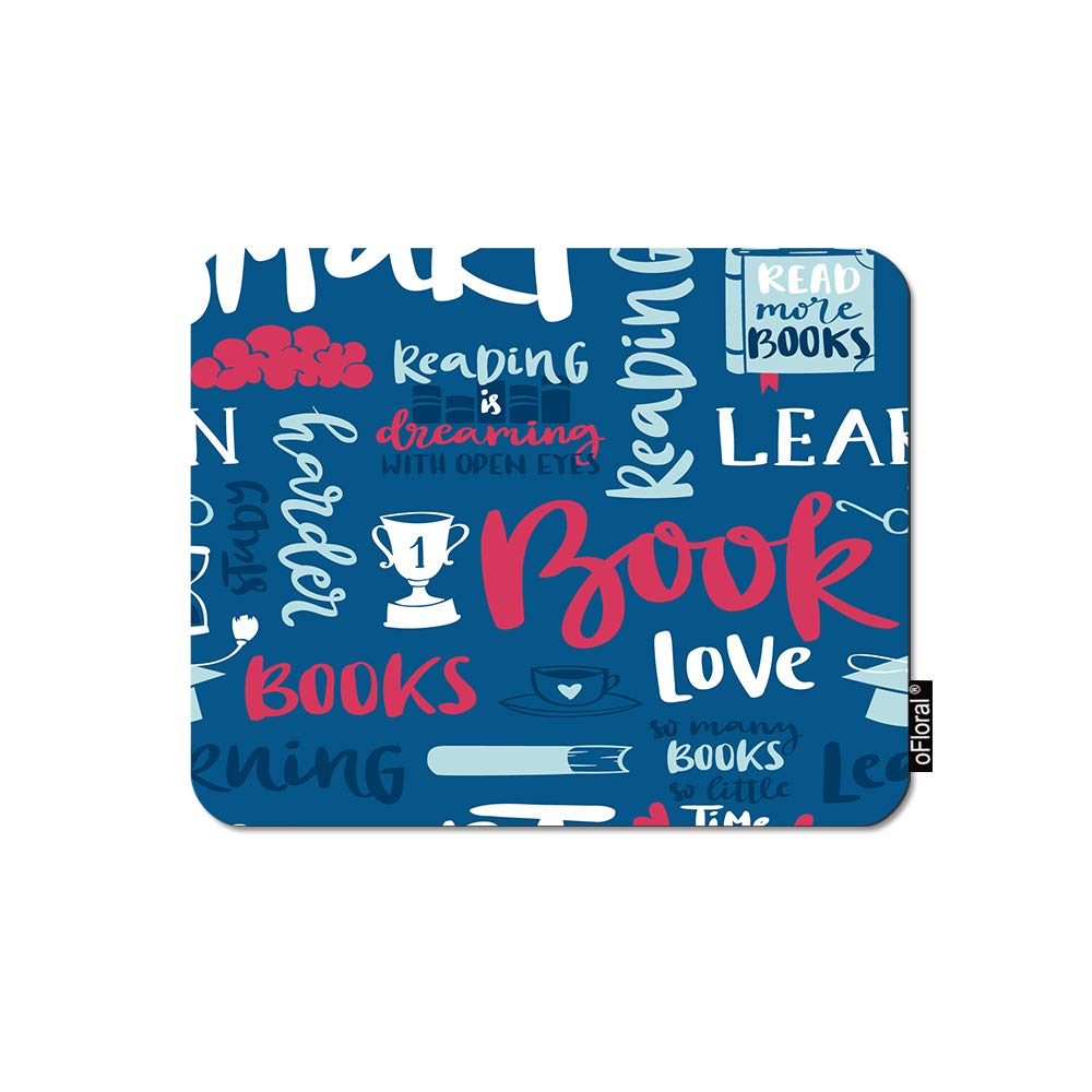 Ofloral Motivational Quote Gaming Mouse Pad Love Book Reading Calligraphic Letter Blue Wallpaper Decorative Mousepad Rubber Base