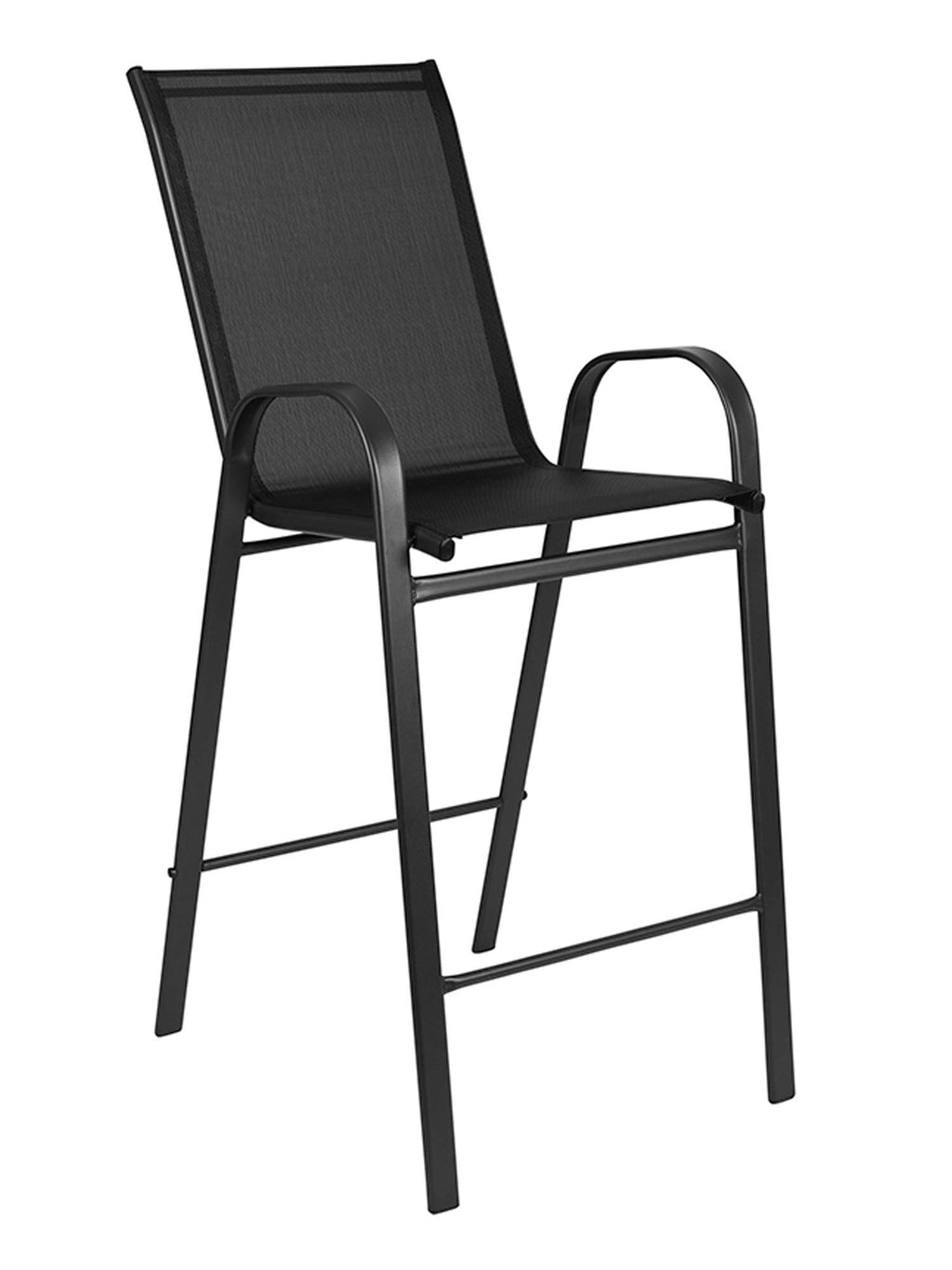 Flash Furniture 2 Pack Brazos Series Black Outdoor Barstool With Flex Comfort Material And Metal Frame