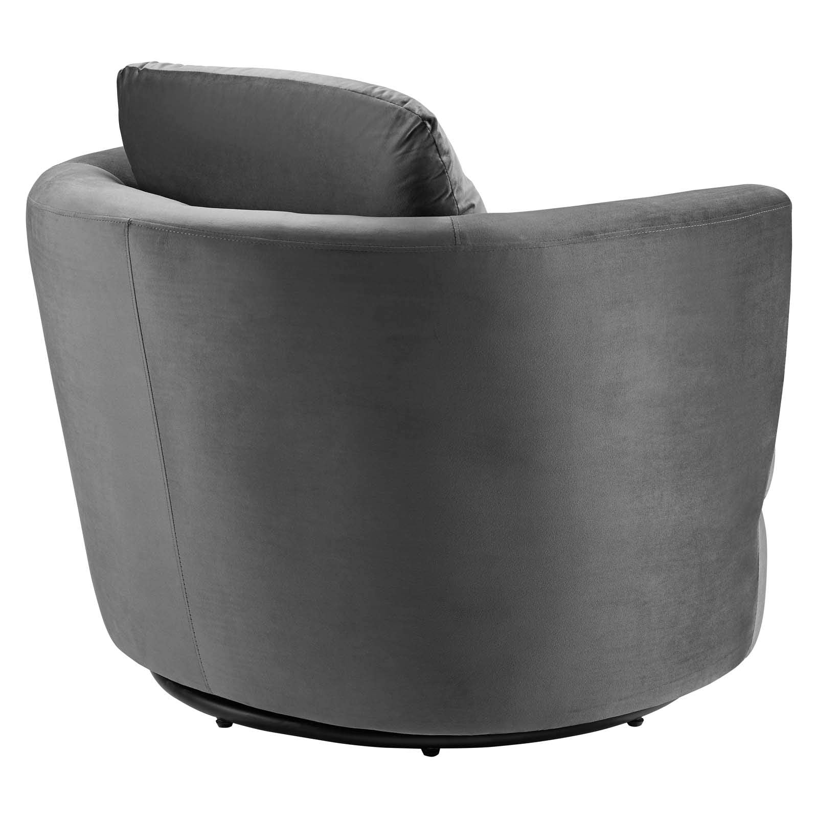Modway Pirouette Channel Tufted Performance Velvet Swivel Chair In Gray, Grey