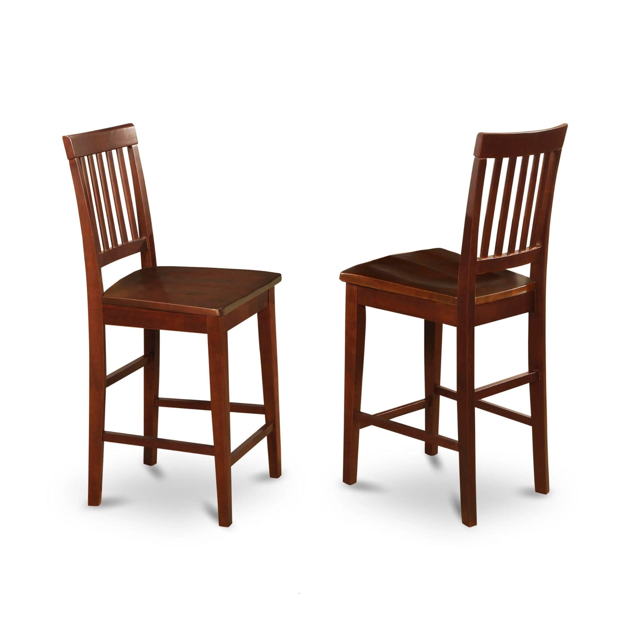 East West Furniture Vernon Modern Counter Stool-Pub Height Wooden Chairs, Set of 2, Mahogany