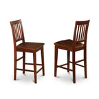 East West Furniture Vernon Modern Counter Stool-Pub Height Wooden Chairs, Set of 2, Mahogany