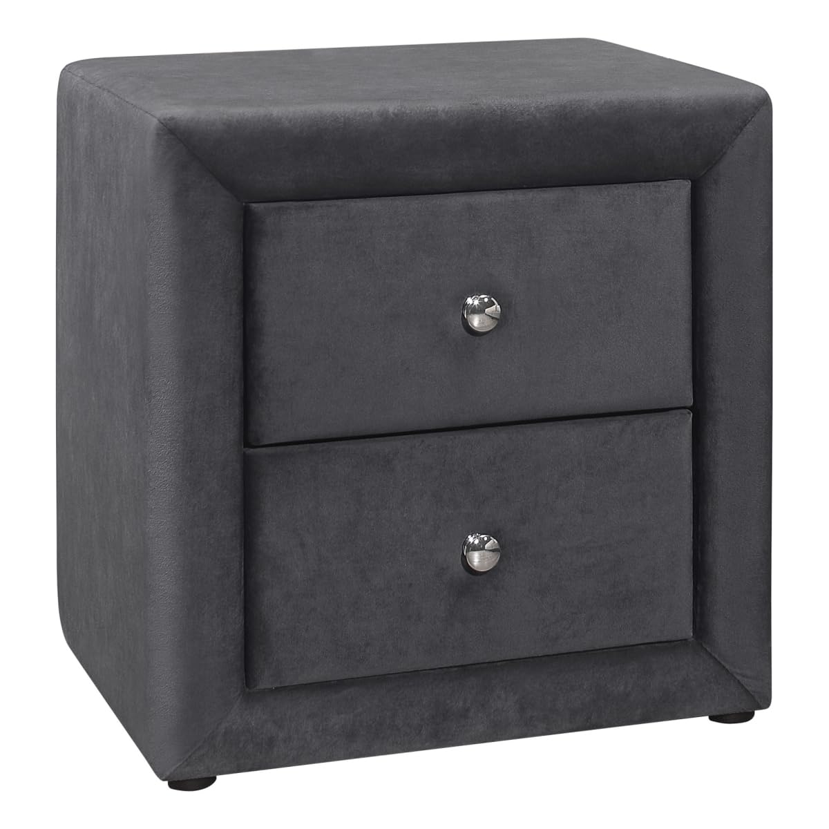 HomeRoots 489768 21 in. Velvet Two Drawer Nightstand Dark Gray