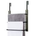 MyGift Modern Over The Door Towel Rack in Vintage Gray Solid Wood and 3 Tier Matte Black Metal Bars, Space Saving Bathroom Stora