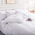 Nexhome Pro Duvet Cover Set Oversized Queen 98'X98' Linen Look Textured Cream White Organic Natural 100% Washed Cotton Duvet Cover 3 Pieces Bedding Set Zipper Closure, Breathable, Soft (No Comforter)