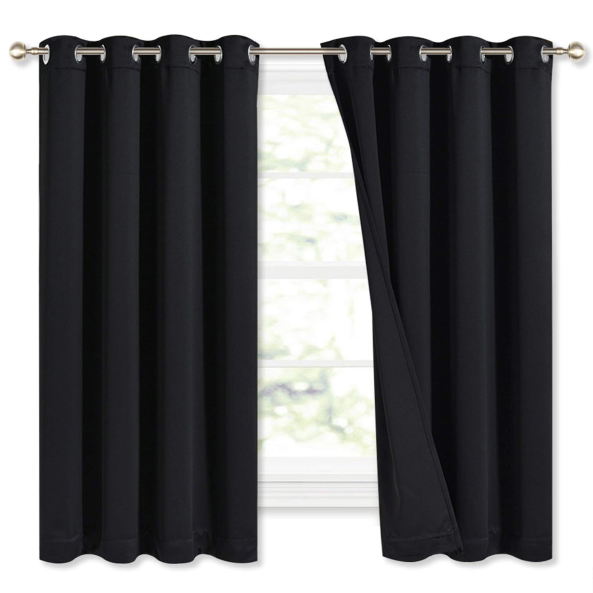 Nicetown Complete 100% Blackout Curtains, Thermal Insulated Energy Efficiency Window Draperies With Black Liner, Noise Reducing