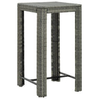 vidaXL Modern Patio Bar Table - Lightweight Poly Rattan Outdoor Table in Gray - 23.8"x23.8"x43.5"- Made with Durable PE Rattan and Powder-Coated Steel Frame - Suitable for Indoor and Outdoor Use