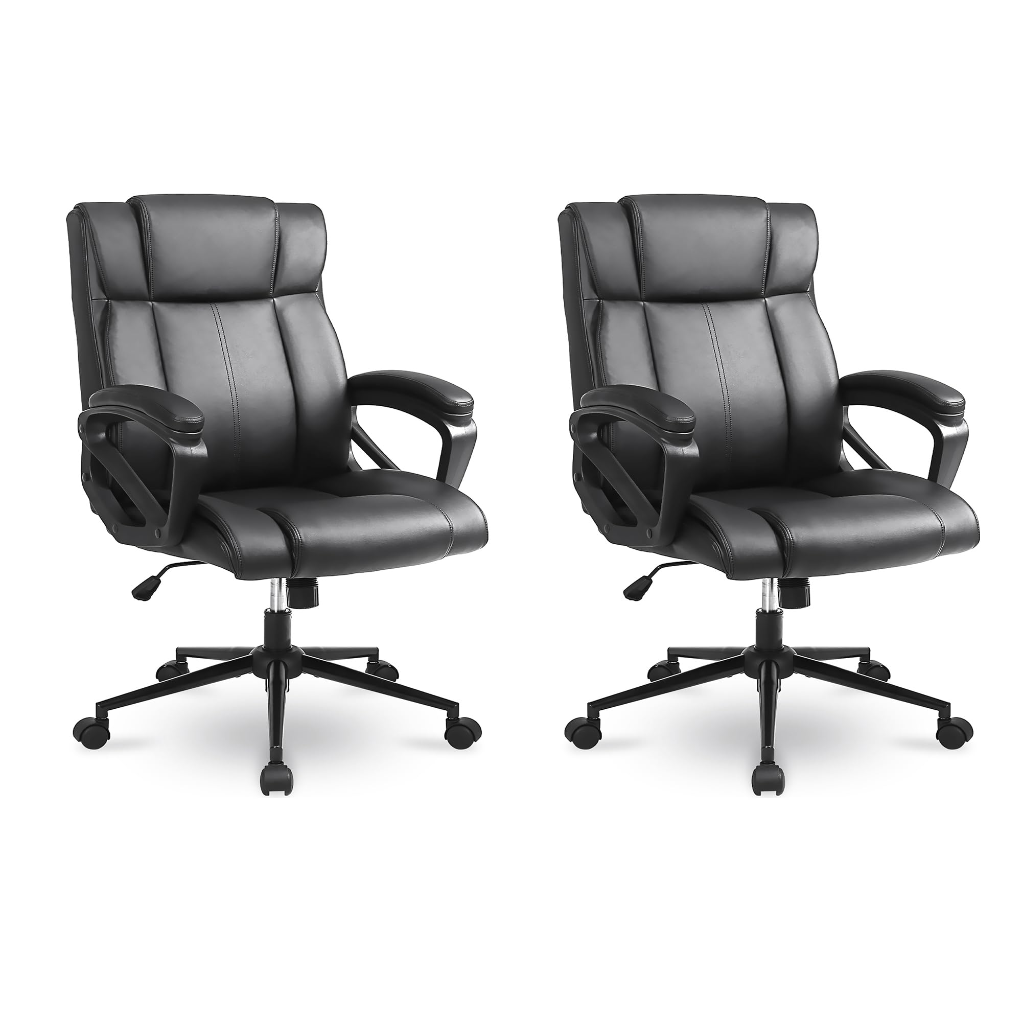 Ermnois Executive Office Chair, Ergonomic Home Office Desk Chair With Wheels, Thicken Armrest And Lumbar Support, Upholstered Le