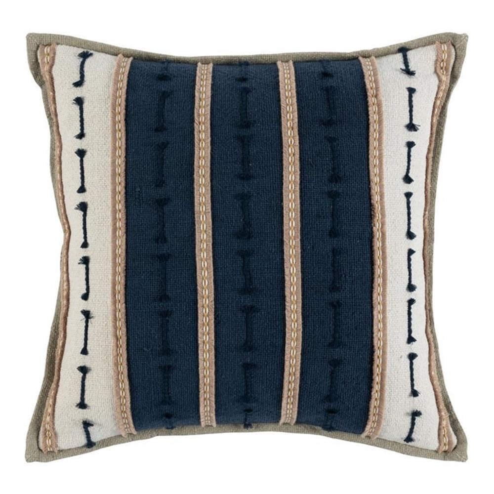 Kosas Home Jay 20X20 Transitional Cotton And Linen Throw Pillow In Blue