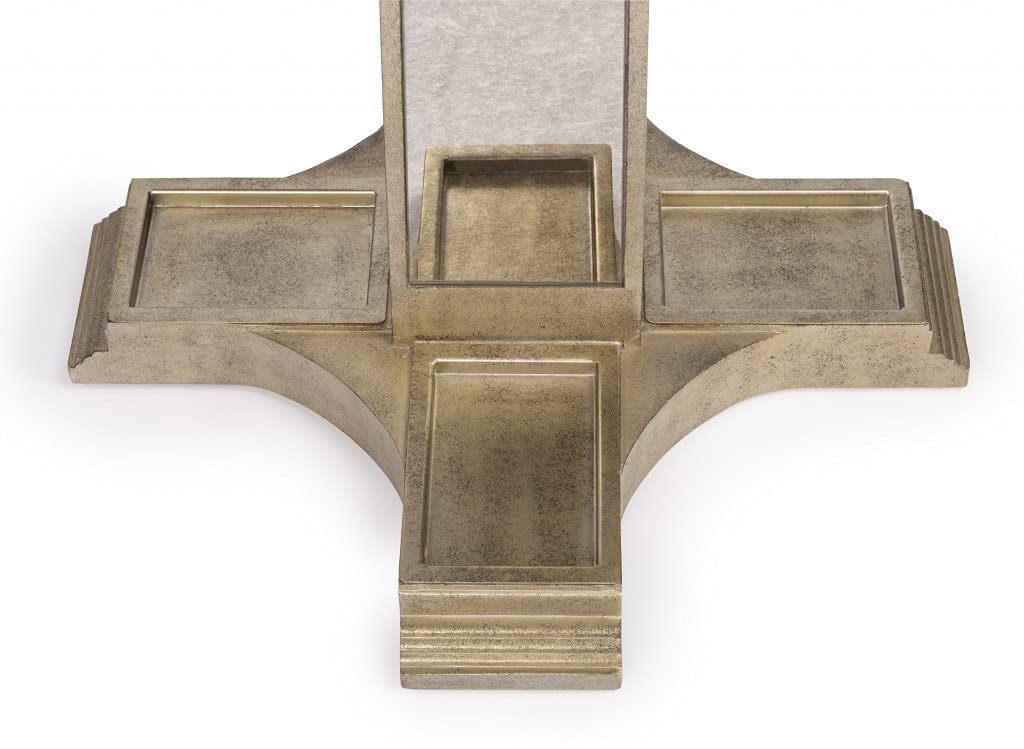 HomeRoots Silver MDF, Birch Solids,Iron, Mirrored Glass Farum Mirrored Coat Rack