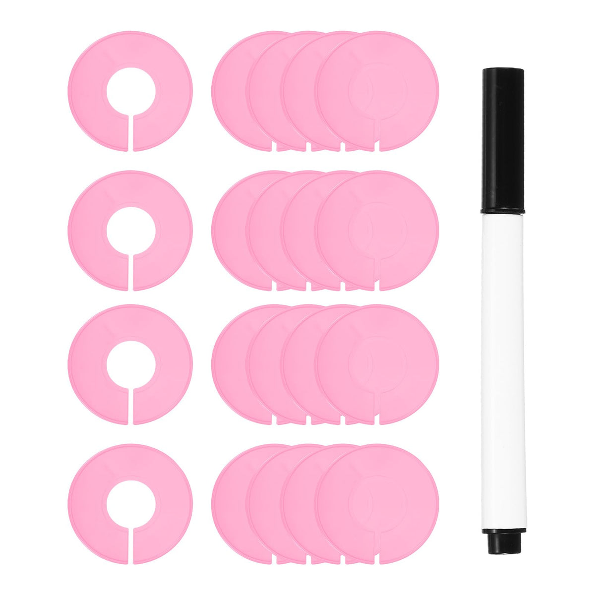 uxcell Clothes Dividers,20 Pack Round Closet Rack Dividers Clothing Rack Size Dividers Blank Labels with Marker Pen Writable & R