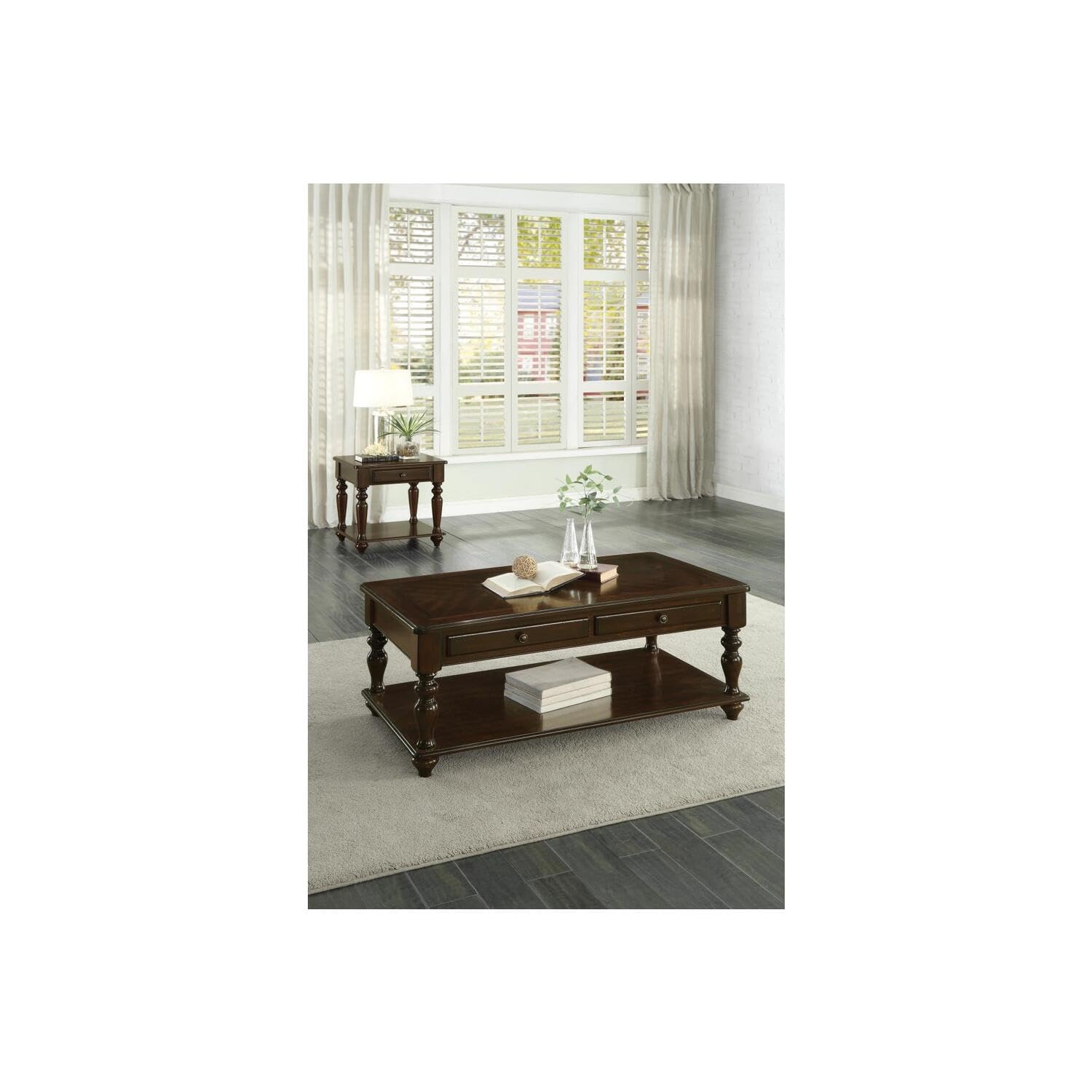 Benjara Benzara Wooden Cocktail Table With Bottom Shelf, Brown,