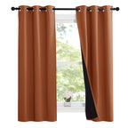 Nicetown Burnt Orange 100% Blackout Lined Curtains, 2 Thick Layers Narrow Wide Window Treatment Panels Thermal Insulated Drapes For Kitchen Small Window (1 Pair, 37' Width X 63' Length Each Panel)