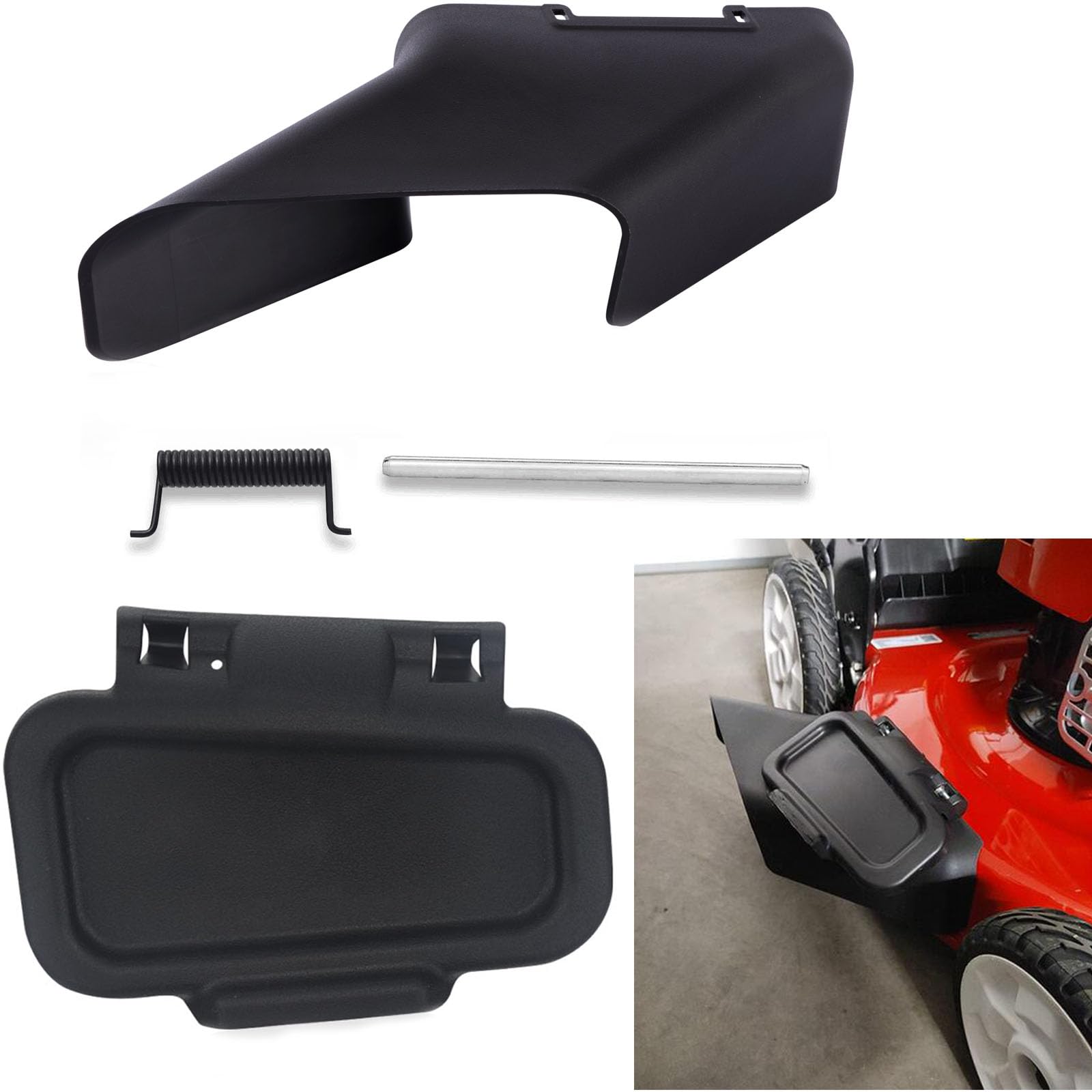 115-8447 Side Discharge Chute & 115-8449 Side Deflector - 99-5293 Torsion Spring - 136-8672 Cover Rod, Compatible With Toro Lawn