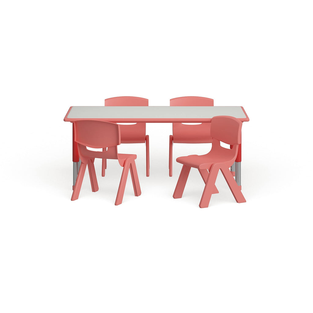 Flash Furniture Emmy 23.625''W x 47.25''L Rectangular Green Plastic Height Adjustable Activity Table Set with 4 Chairs