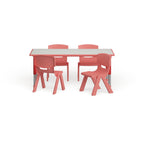 Flash Furniture Emmy 23.625''W x 47.25''L Rectangular Green Plastic Height Adjustable Activity Table Set with 4 Chairs