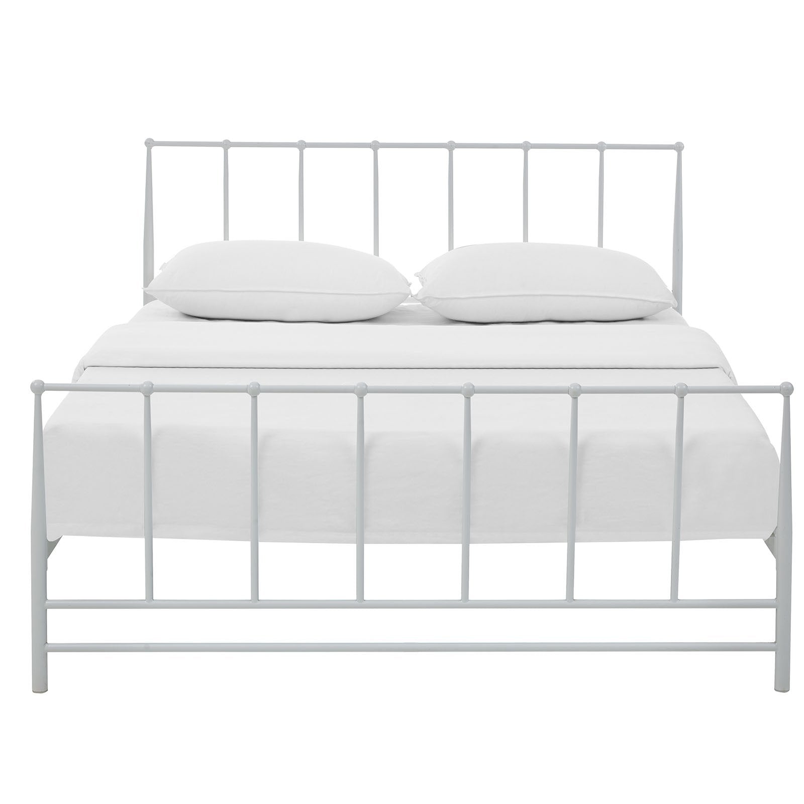 Modway Estate Steel Metal Queen Platform Bed With Metal Slat Support In White