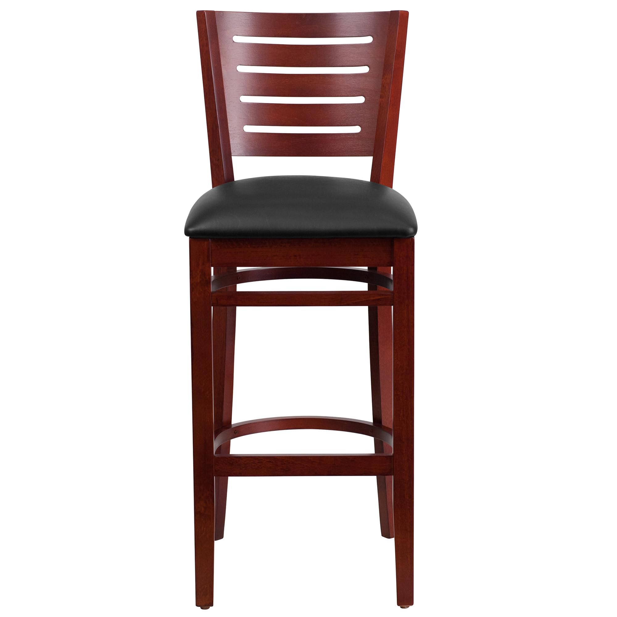 Flash Furniture Darby Series Slat Back Walnut Wood Restaurant Barstool - Burgundy Vinyl Seat