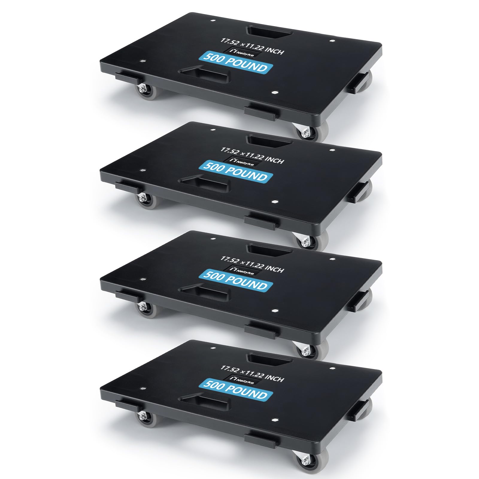 Nellyke Furniture Dolly, 4 Pack Dollies with Wheels,16 X10 Small Flat Dolly with 500LBS Large Capacity, Furniture Movers wit