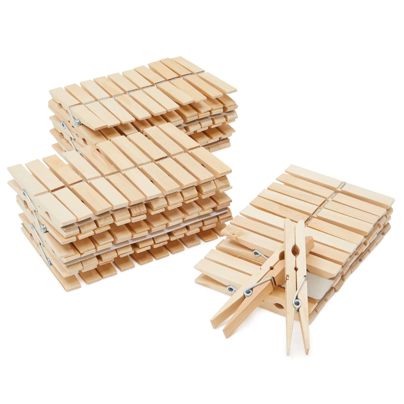 Juvale 100-Pack Large 4 Inch Wooden Clothespins - Heavy Duty Outdoor Clothes Clips for Hanging Clothes, Art, Crafts, Photo Displ