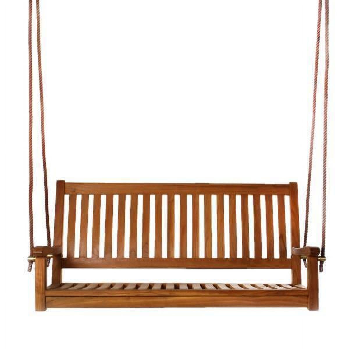 All Things Cedar TS50 Teak Porch Swing | Wooden Backyard Swing for Adults | Durable Outdoor Swinging Bench | Premium Teak Wood Swing with Brass Hardware (54x22x26)