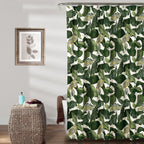 Lush Decor, 72' X 72', Green Tropical Paradise Shower Curtain-Fabric Leaf Rainforest Island Print Design
