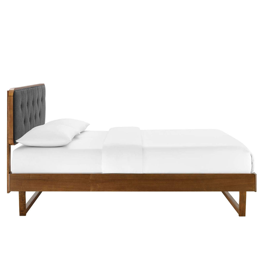 Modway Mod-6387-Wal-Cha Bridgette Queen Wood Platform Bed With Angular Frame, Walnut Charcoal