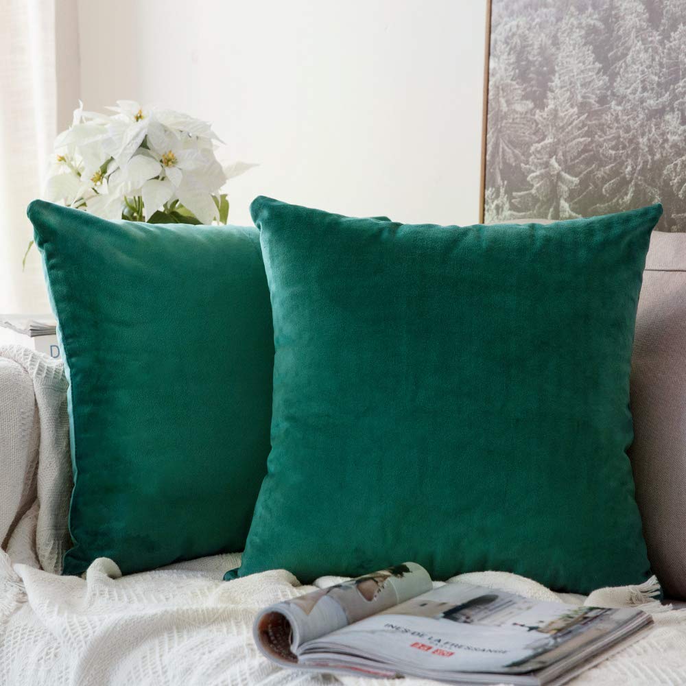 Miulee Pack Of 2 Velvet Soft Solid Decorative Square Throw Pillow Covers Cushion Case For Couch Sofa Bedroom Car 20 X 20 Inch 50