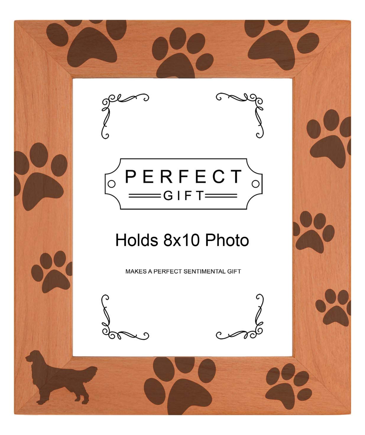 Gifts For All By Rachel Olevia Sentimental Photo Frame Golden Retriever Paw Prints Wood Engraved 8x10 Portrait Picture Frame
