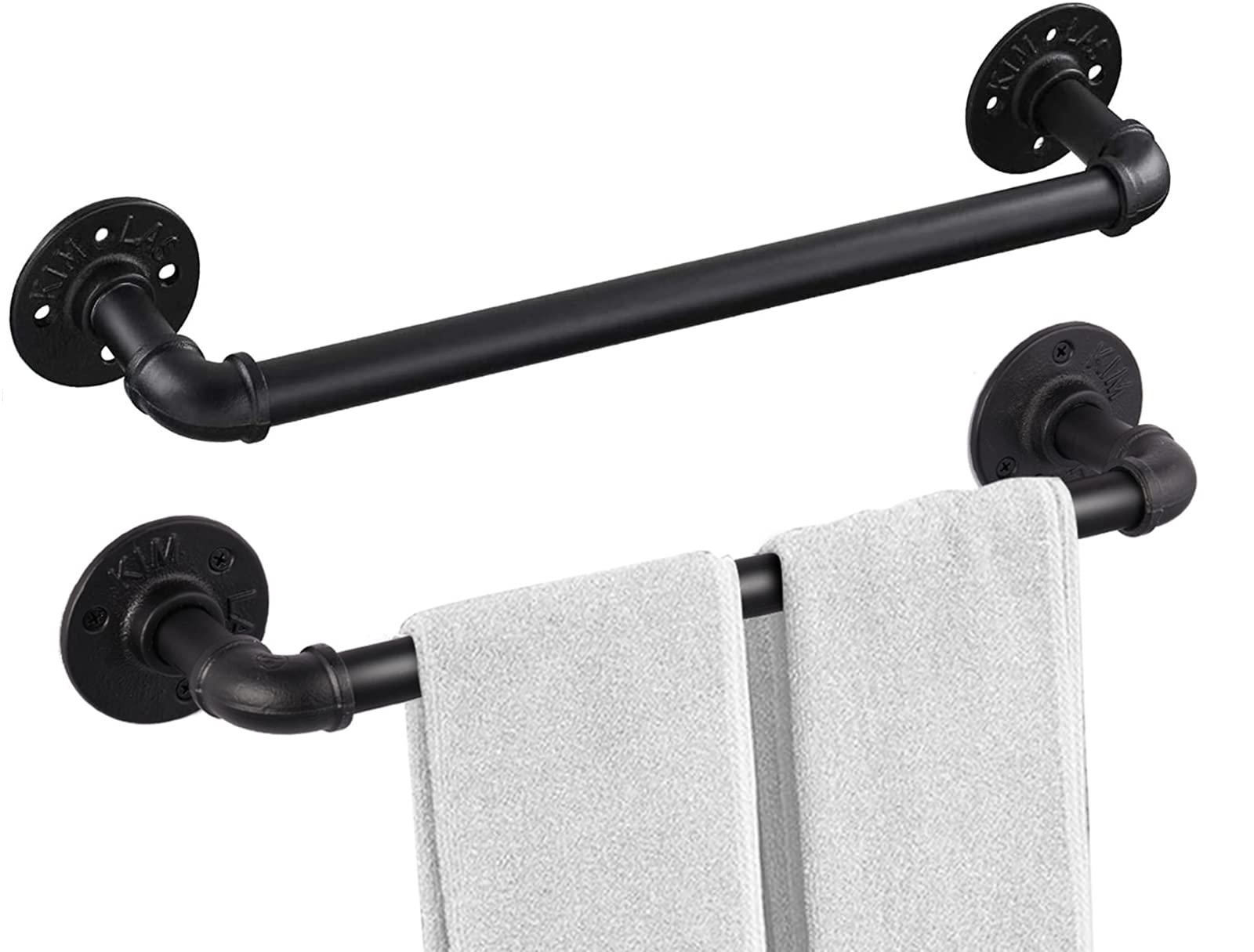 Eledom Industrial Pipe Towel Rack Towel Bar 21 Inch 2 Pack, Heavy Duty Wall Mounted Rustic Farmhouse Bath Towel Holder for Bath 