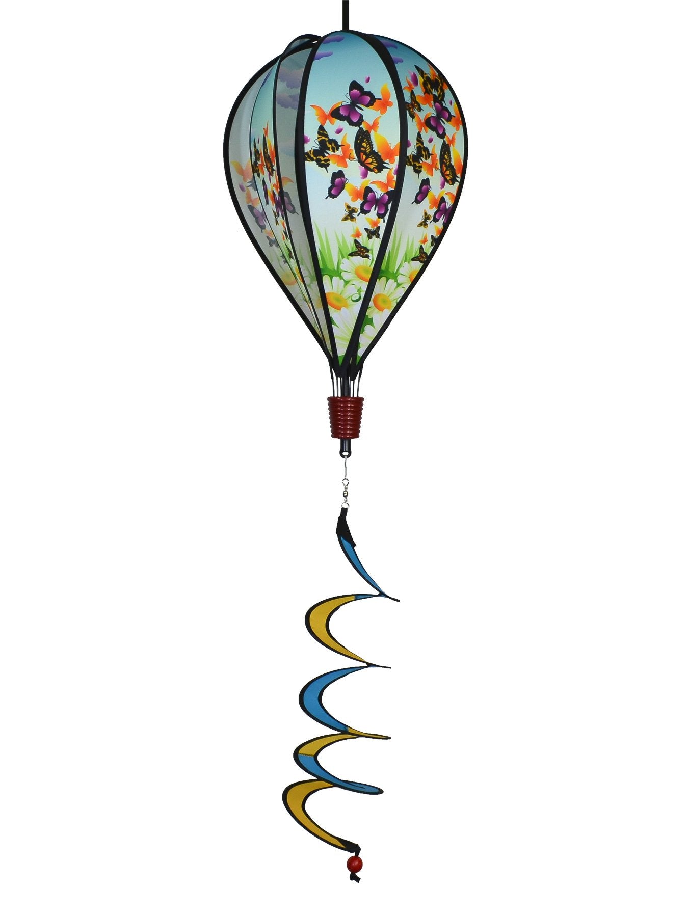 In The Breeze Butterfly Swarm 6-Panel Kinetic Hot Air Balloon Wind Spinner,11' W X 17' H, 26' Tail,1052