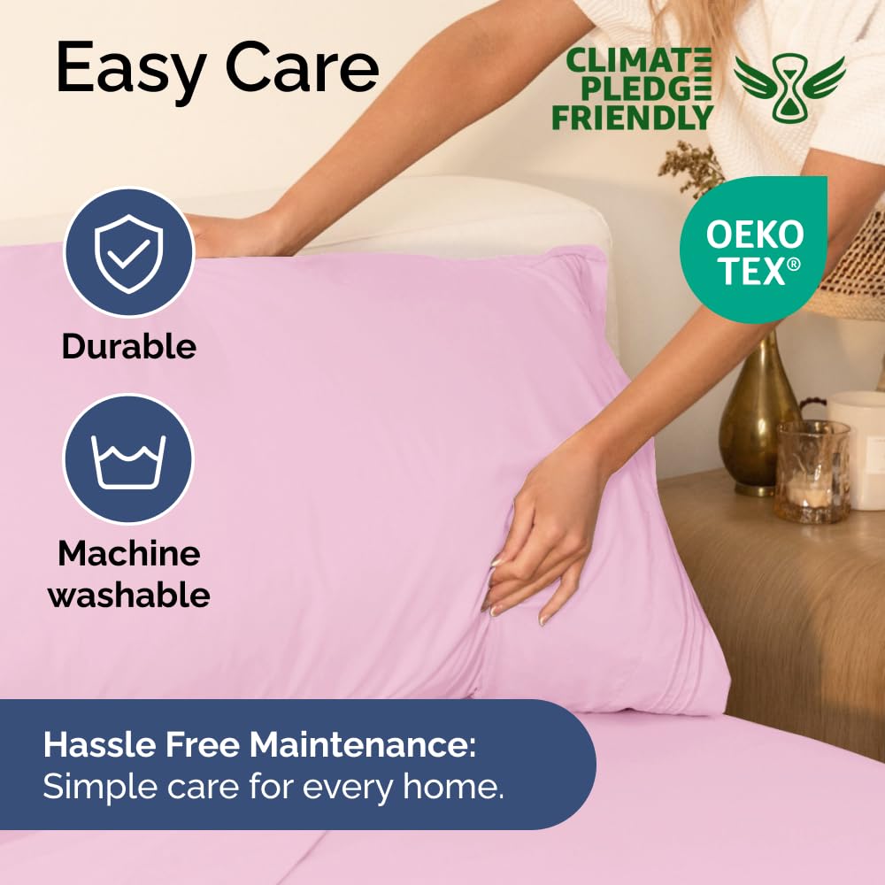 Extra Deep Pocket Twin Sheets - 3 Piece Breathable & Cooling Bed Sheets - Hotel Luxury Bed Sheet Set - Soft, Wrinkle Free & Comfy - Easily Fits Extra Deep Mattresses - Deep Pocket Light Pink Sheets