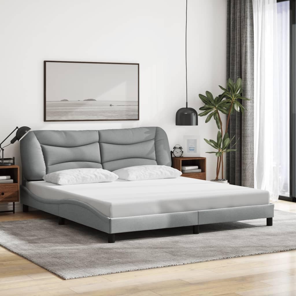 King Bed Frame with Cushioned Headboard